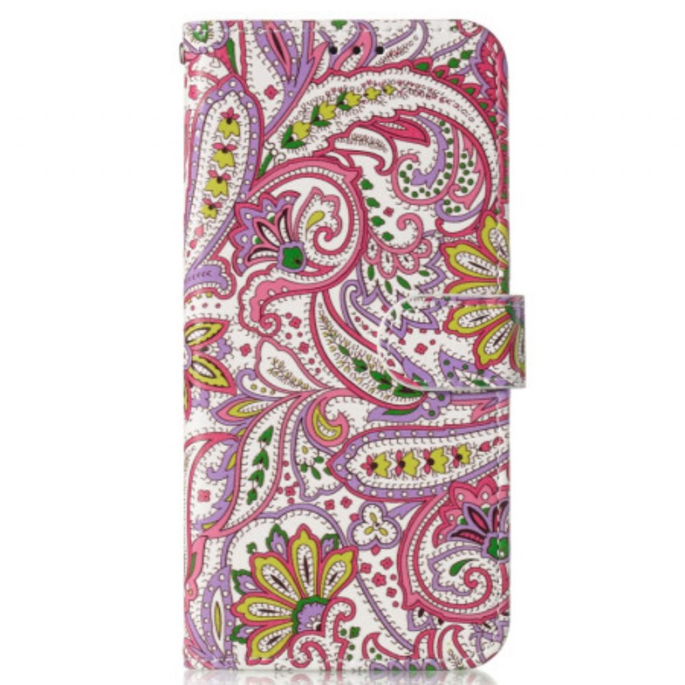 Leren Hoesje Samsung Galaxy S24 Fe Paisley-patroon Bescherming Hoesje