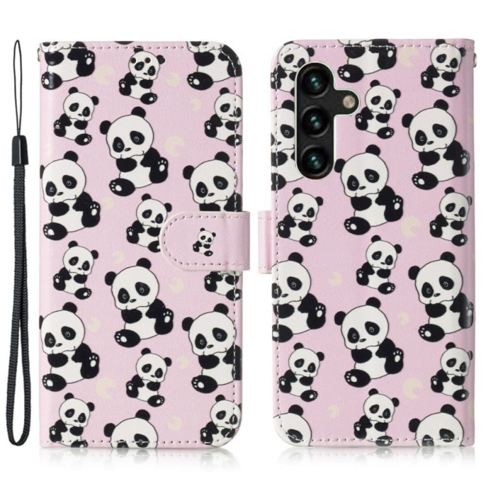 Leren Hoesje Samsung Galaxy S24 Fe Panda's