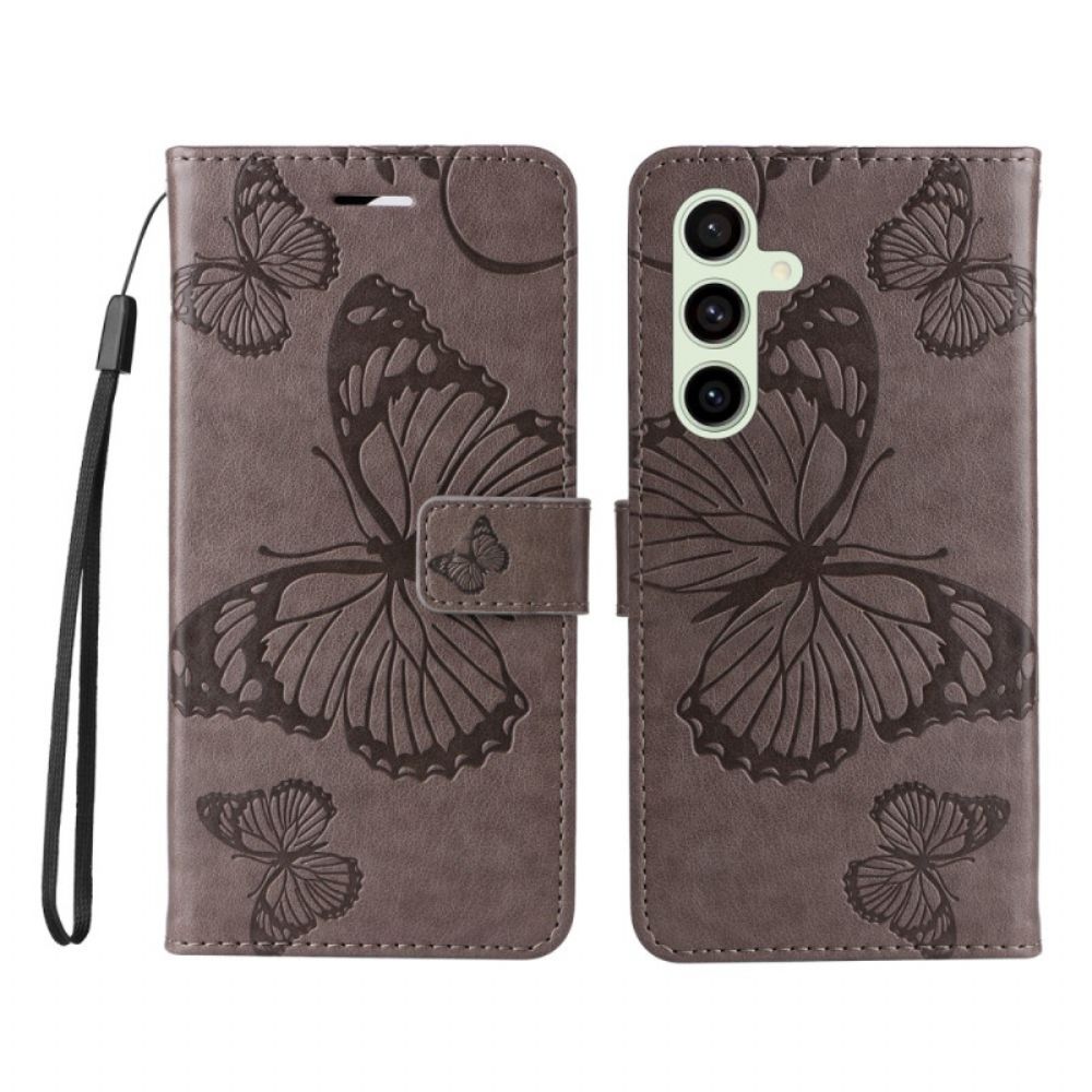 Leren Hoesje Samsung Galaxy S24 Fe Reuzevlinders Met Riem Bescherming Hoesje