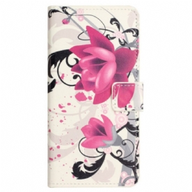 Leren Hoesje Voor Samsung Galaxy S24 Fe Lotus