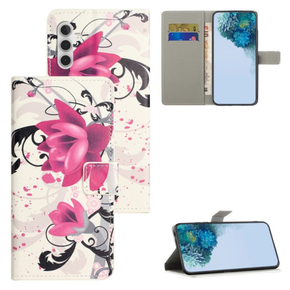 Leren Hoesje Voor Samsung Galaxy S24 Fe Lotus