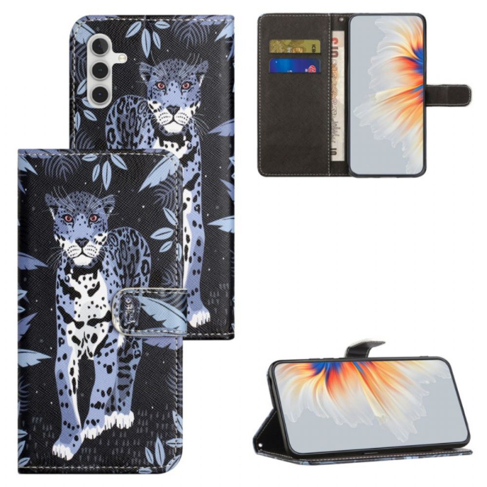 Leren Hoesje Voor Samsung Galaxy S24 Fe Luipaard Met Riem