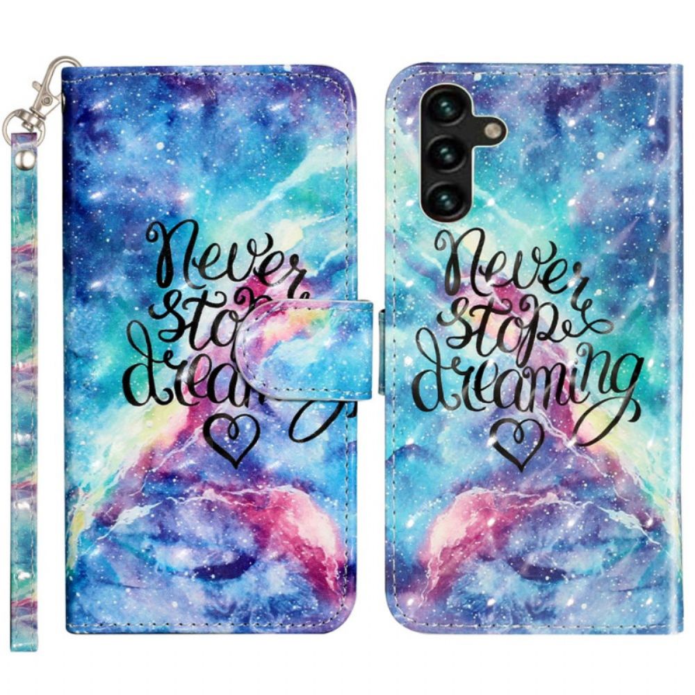 Leren Hoesje Voor Samsung Galaxy S24 Fe Sterrenhemel Met Riem