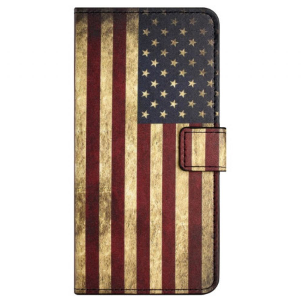 Leren Hoesje Voor Samsung Galaxy S24 Fe Vintage Amerikaanse Vlag