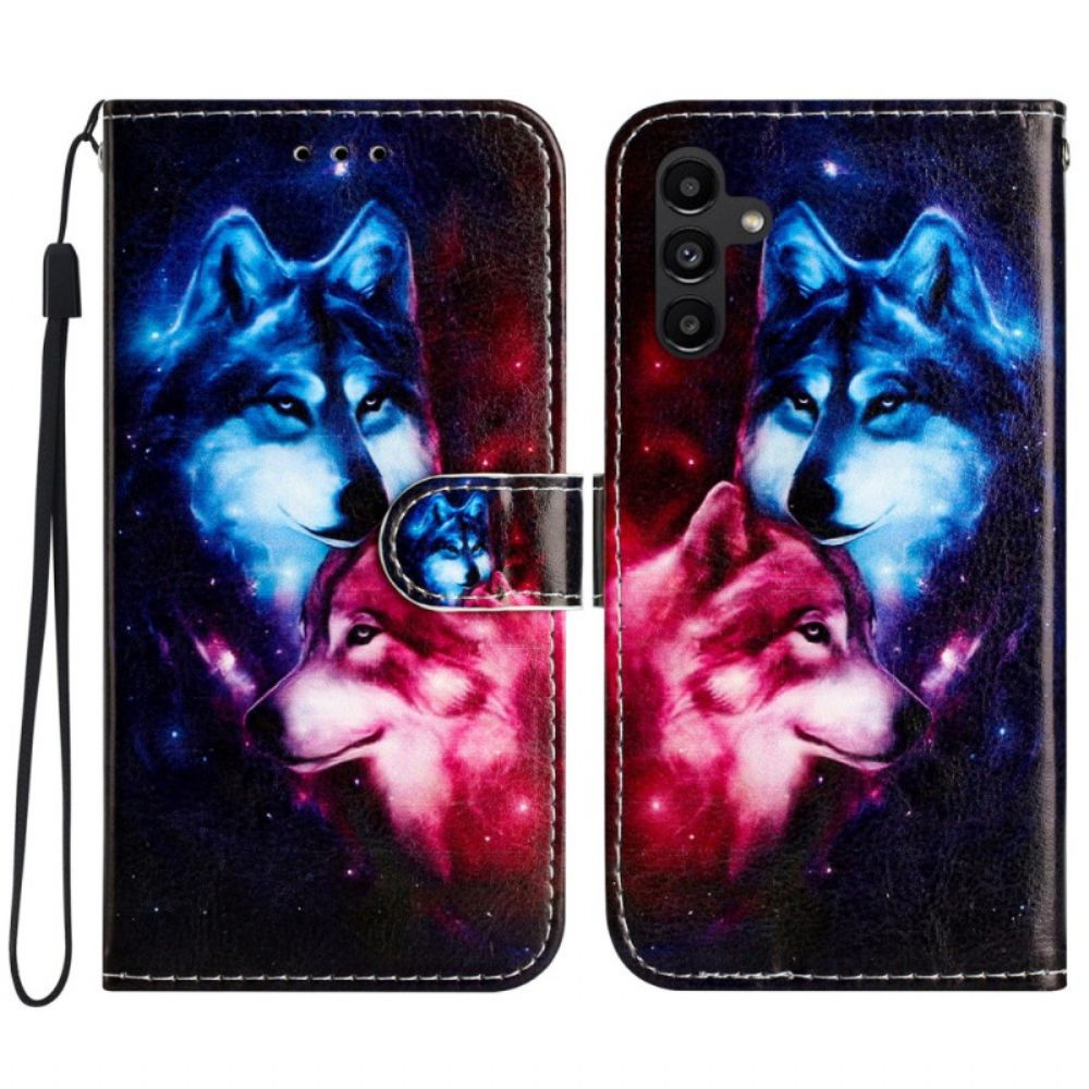 Leren Hoesje Voor Samsung Galaxy S24 Fe Wolfspaar Met Riem