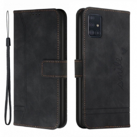 Folio-hoesje voor Samsung Galaxy A71 5G Glimlach Met Lanyard