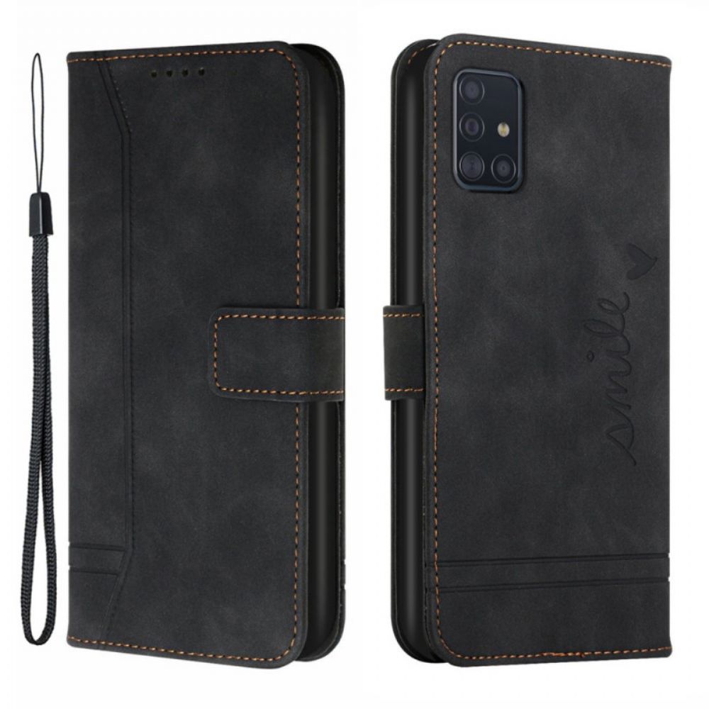 Folio-hoesje voor Samsung Galaxy A71 5G Glimlach Met Lanyard