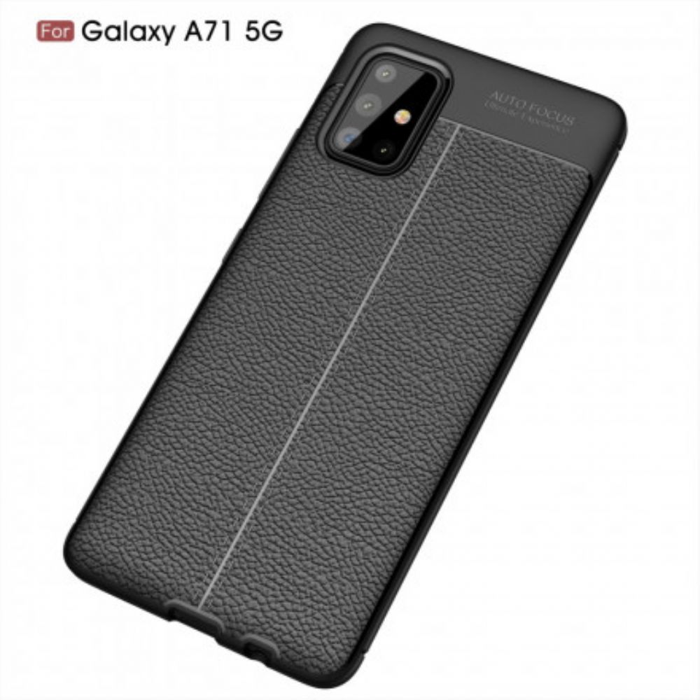 Hoesje voor Samsung Galaxy A71 5G Dubbele Lijn Litchi Leder Effect