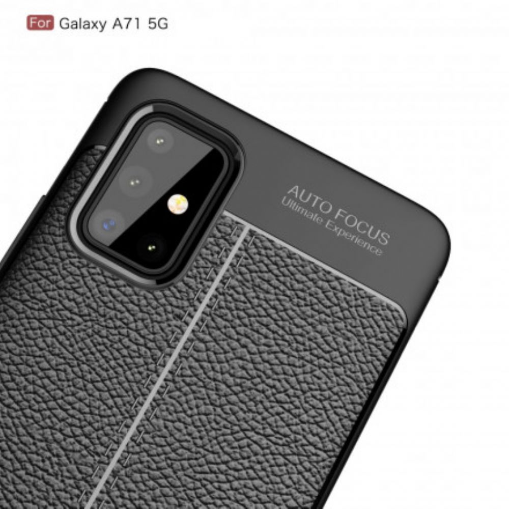 Hoesje voor Samsung Galaxy A71 5G Dubbele Lijn Litchi Leder Effect