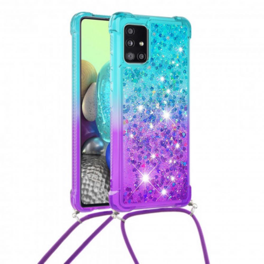 Hoesje voor Samsung Galaxy A71 5G Siliconen Glitter En Koord