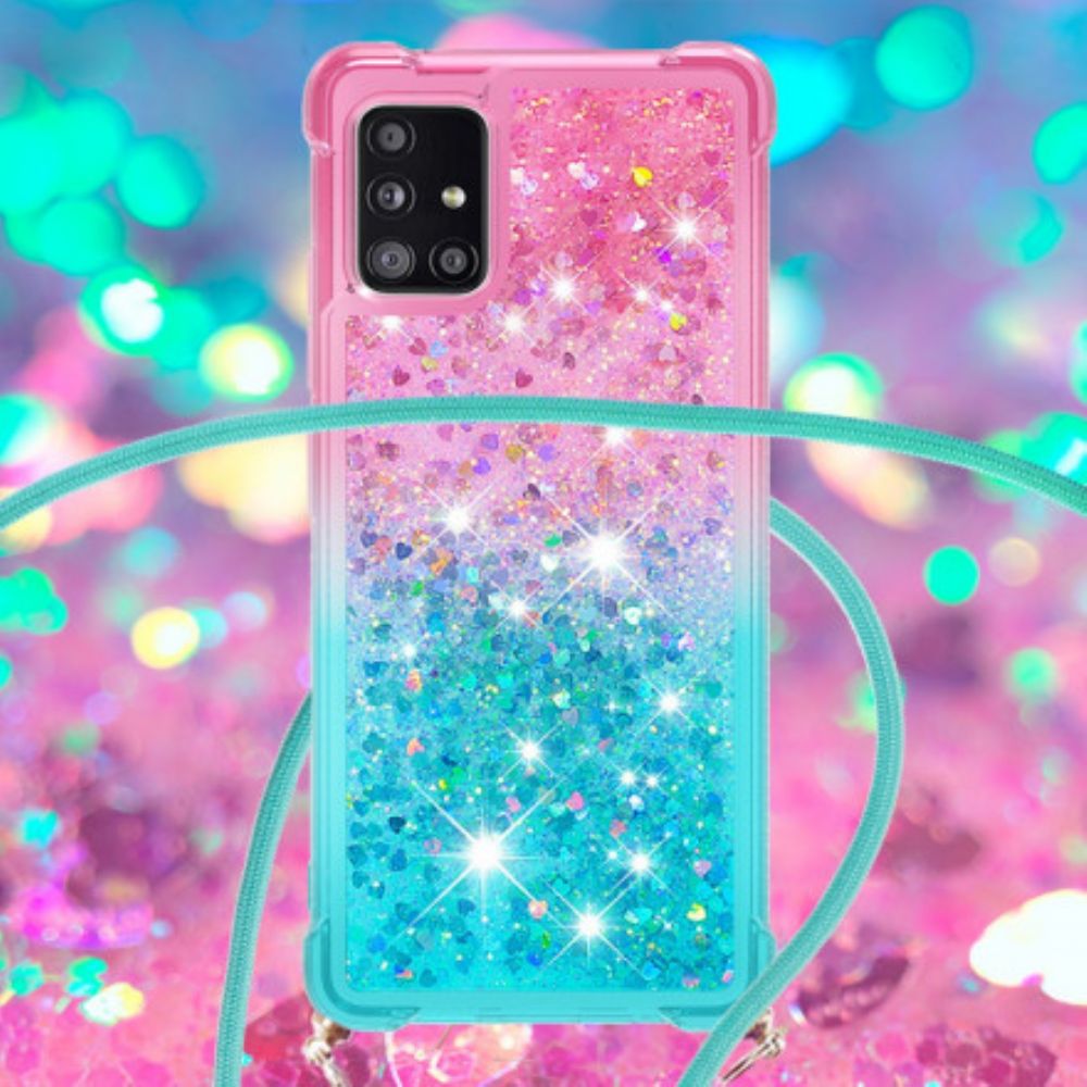 Hoesje voor Samsung Galaxy A71 5G Siliconen Glitter En Koord