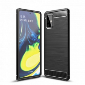 Telefoonhoesje voor Samsung Galaxy A71 5G Geborstelde Koolstofvezel