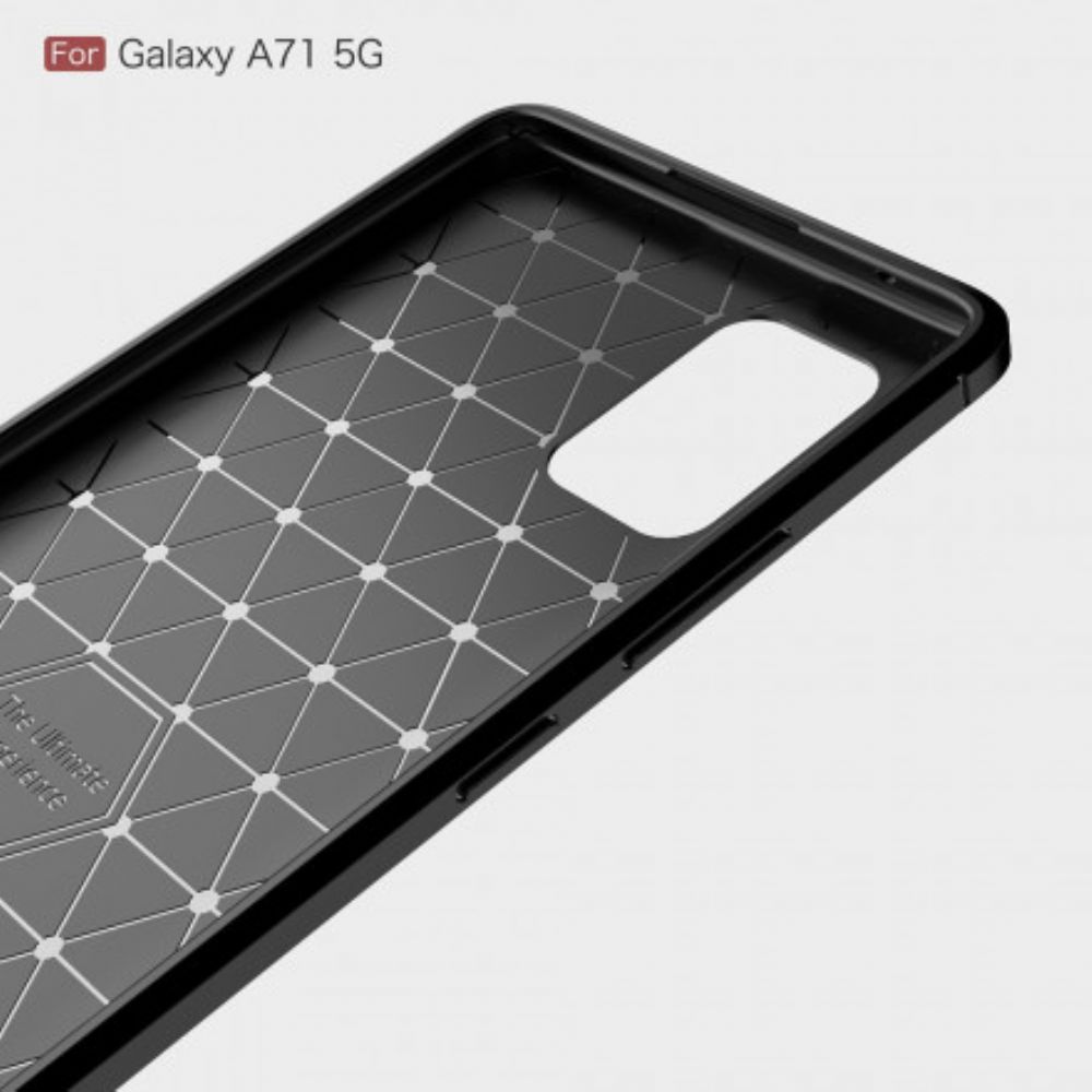 Telefoonhoesje voor Samsung Galaxy A71 5G Geborstelde Koolstofvezel