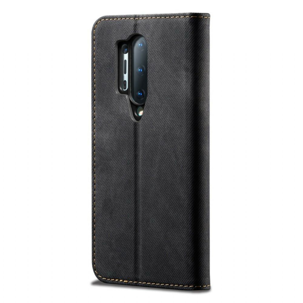 Bescherming Hoesje voor OnePlus 8 Pro Folio-hoesje Imitatieleer Jeanstextuur