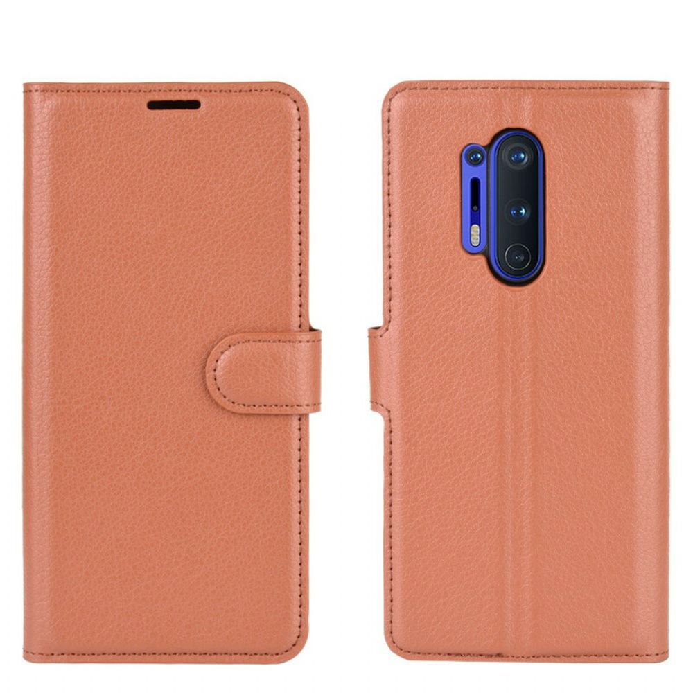 Folio-hoesje voor OnePlus 8 Pro Premium Litchi Leder Stijl