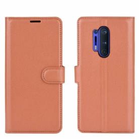 Folio-hoesje voor OnePlus 8 Pro Premium Litchi Leder Stijl