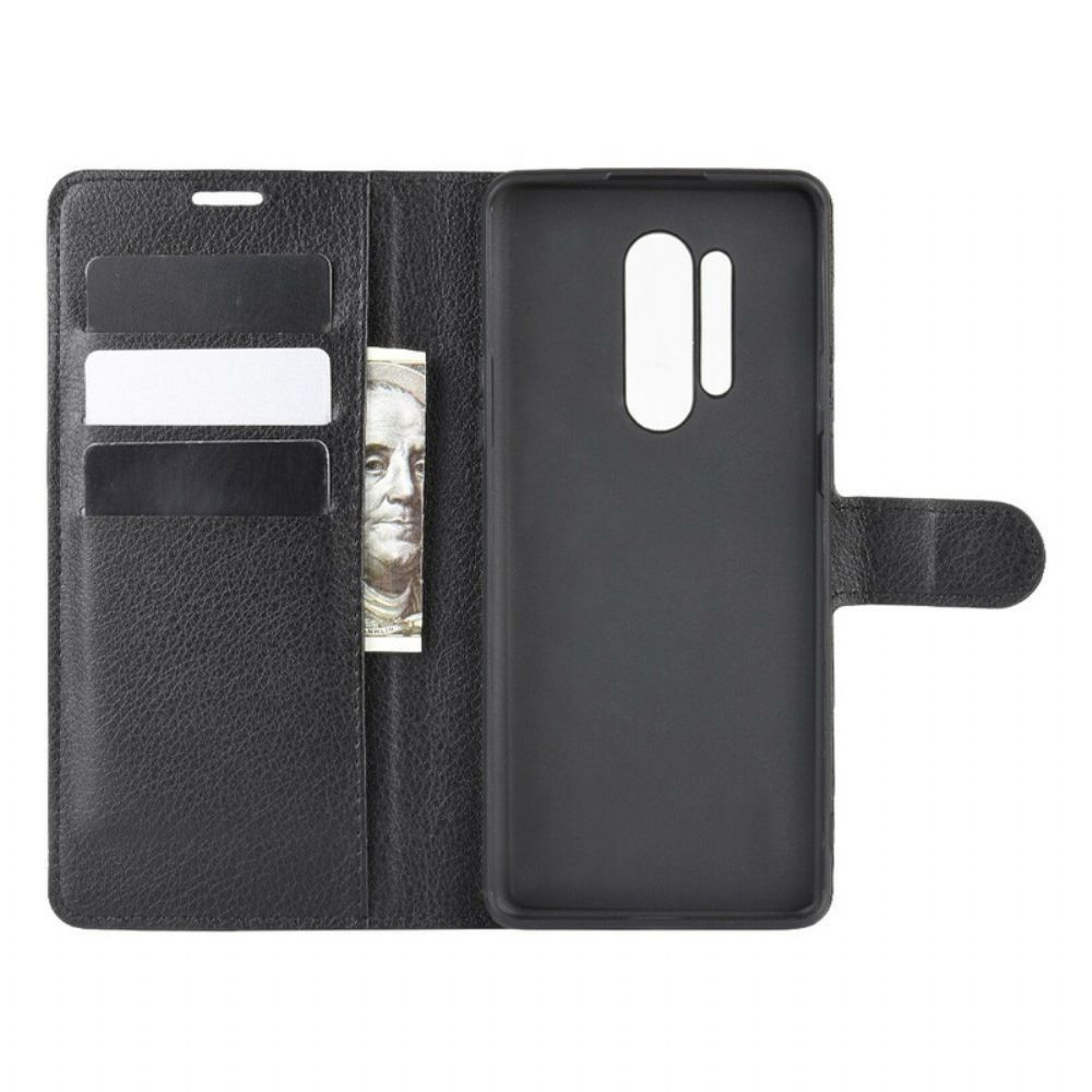 Folio-hoesje voor OnePlus 8 Pro Premium Litchi Leder Stijl