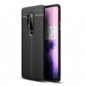 Hoesje voor OnePlus 8 Pro Dubbele Lijn Litchi Leder Effect