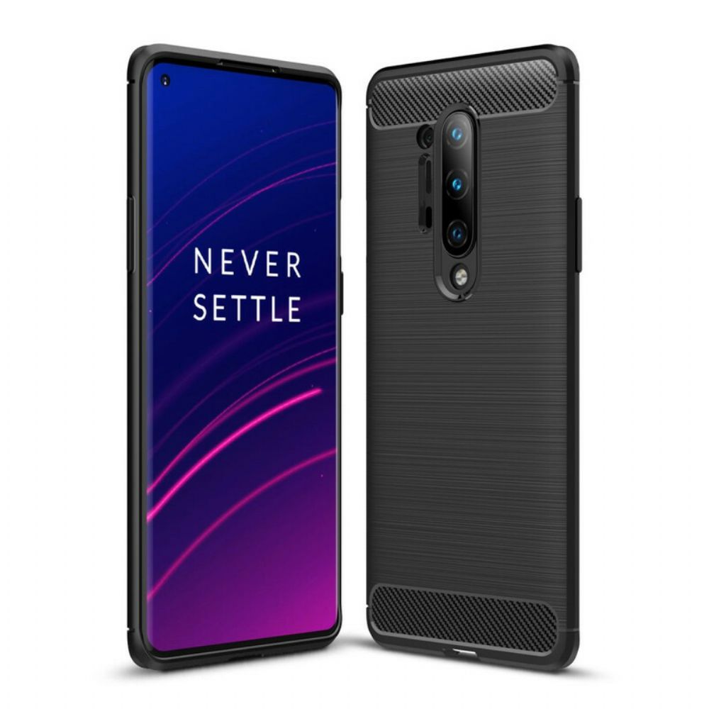 Hoesje voor OnePlus 8 Pro Geborstelde Koolstofvezel