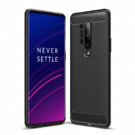 Hoesje voor OnePlus 8 Pro Geborstelde Koolstofvezel