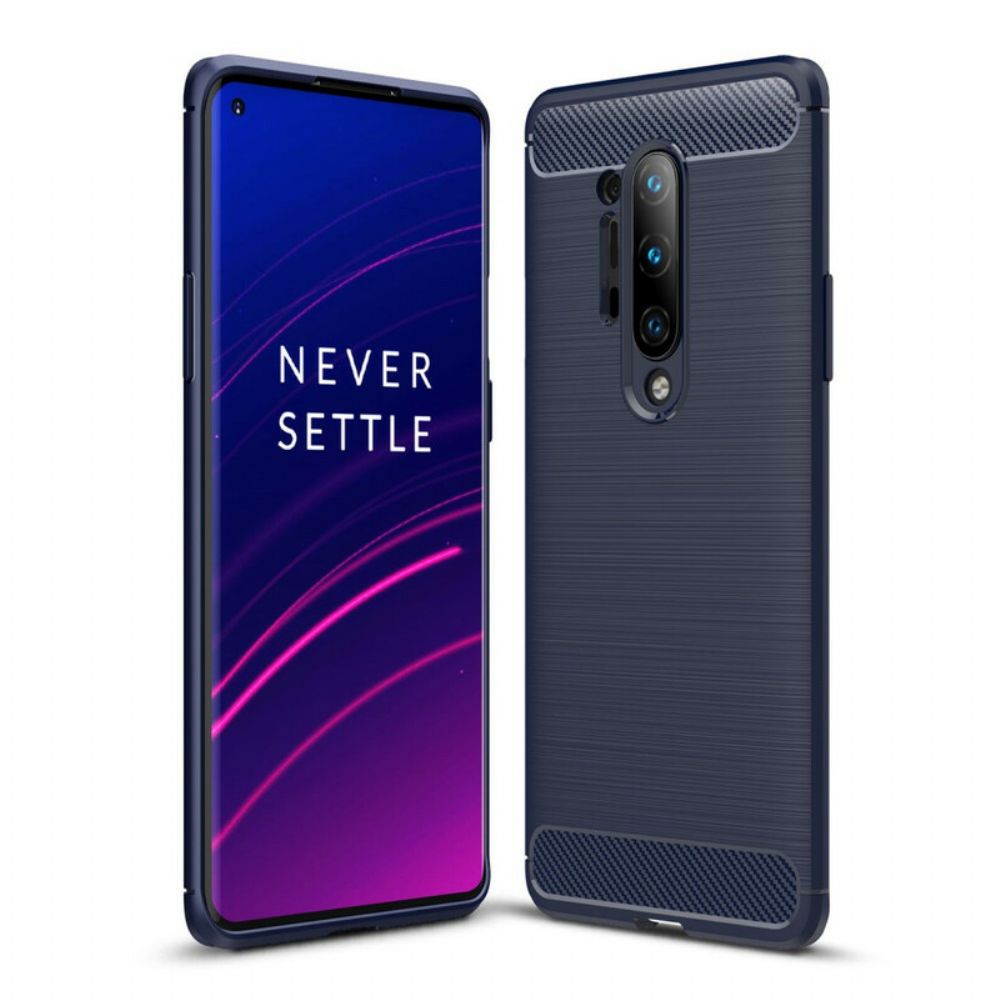 Hoesje voor OnePlus 8 Pro Geborstelde Koolstofvezel