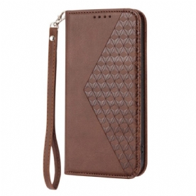 Bescherming Hoesje voor Samsung Galaxy S23 Plus 5G Met Ketting Folio-hoesje Strappy-patroon In 3d