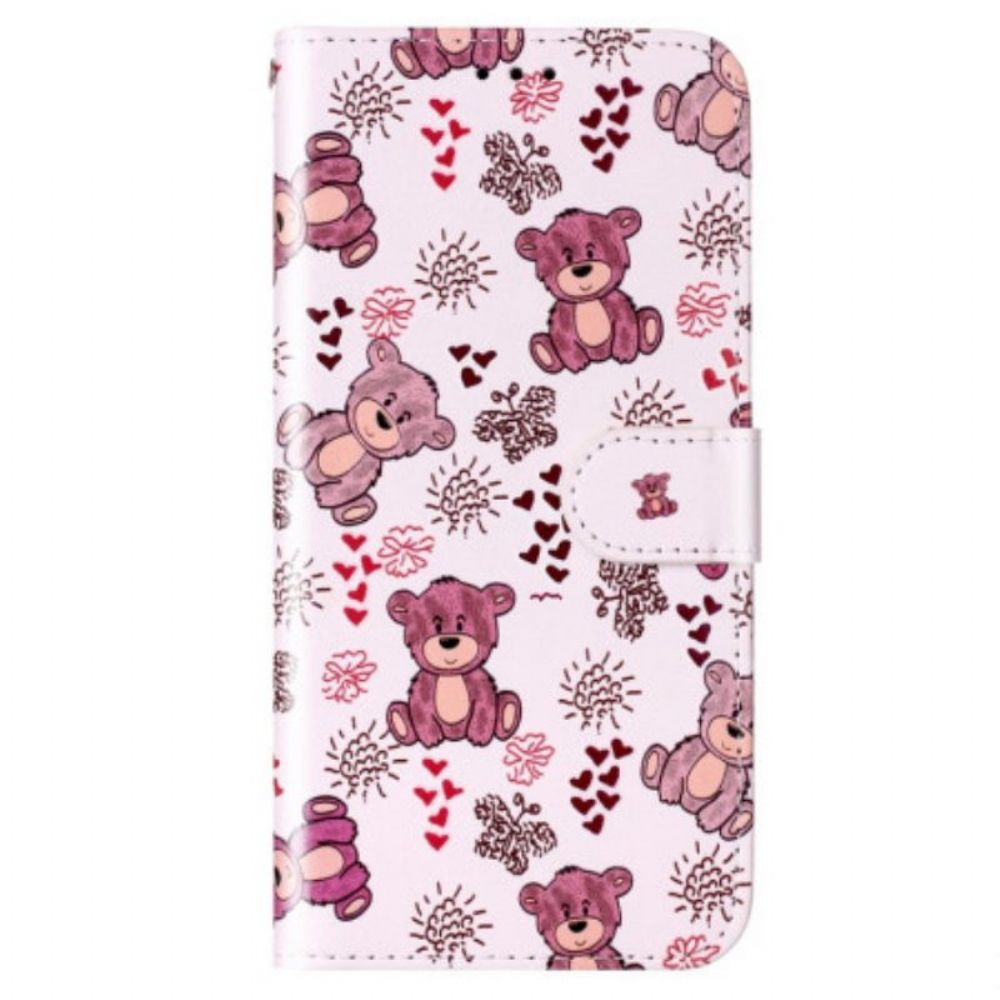 Folio-hoesje voor Samsung Galaxy S23 Plus 5G Met Ketting Teddyberen