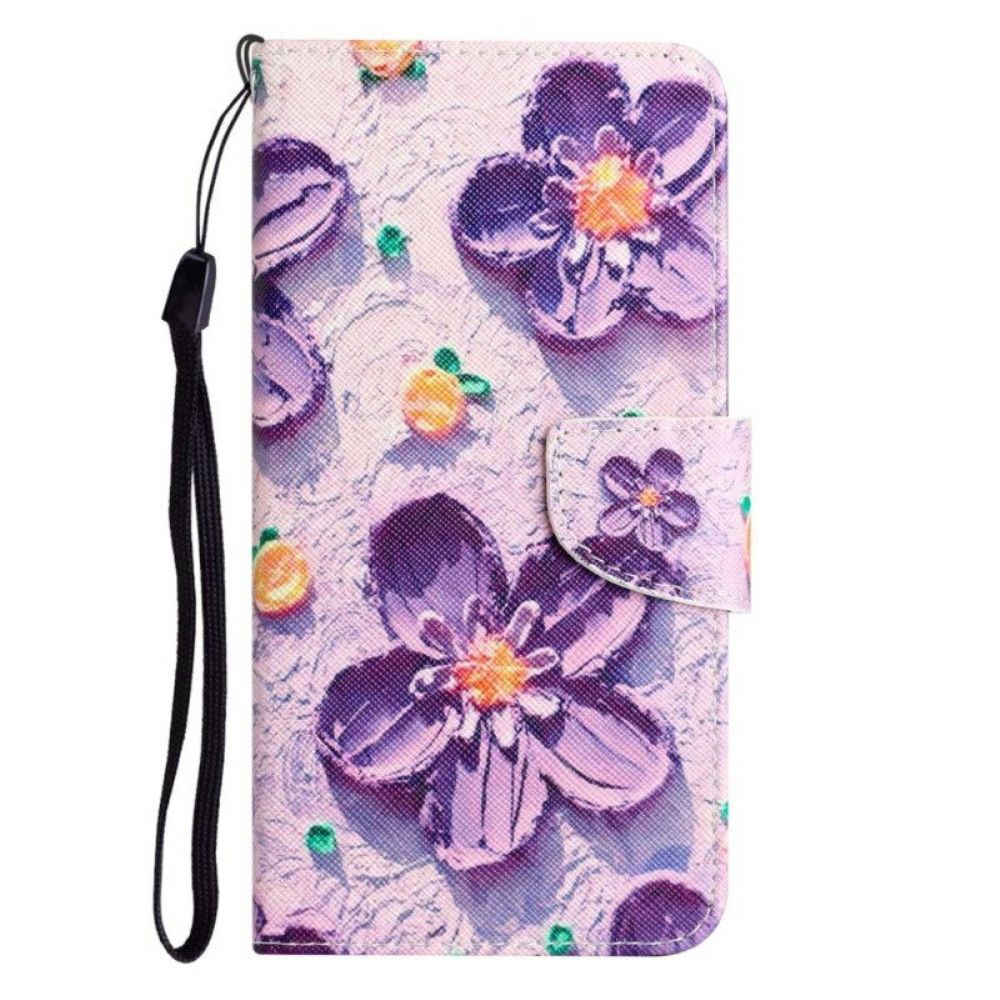 Leren Hoesje voor Samsung Galaxy S23 Plus 5G Met Ketting Alleen Bandbloemen