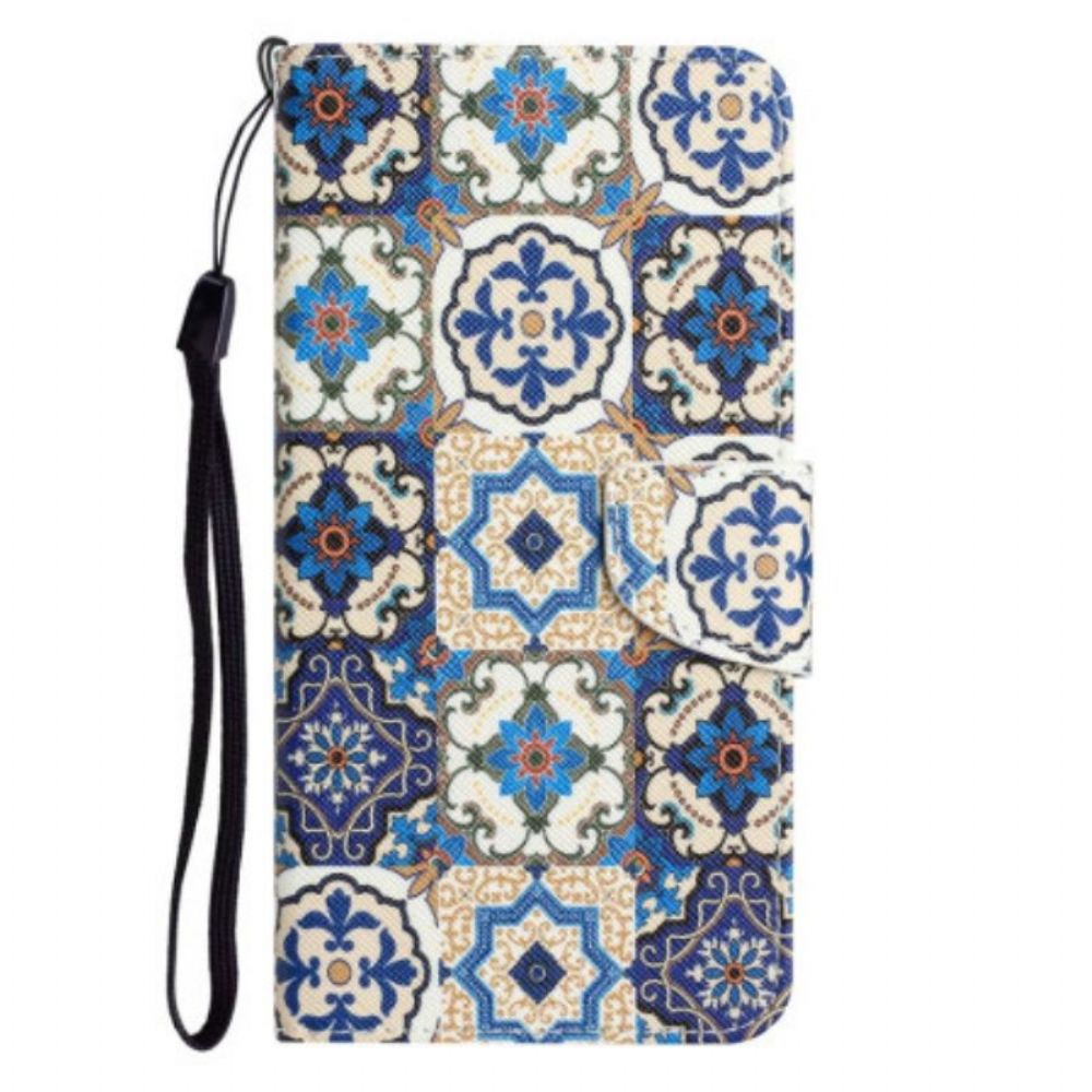 Leren Hoesje voor Samsung Galaxy S23 Plus 5G Met Ketting Bandjes Patchwork