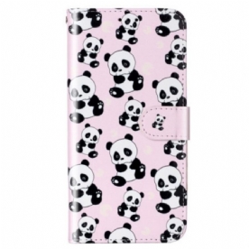 Leren Hoesje voor Samsung Galaxy S23 Plus 5G Met Ketting Panda's Met Bandjes