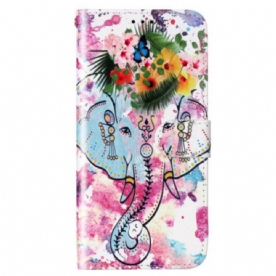 Leren Hoesje voor Samsung Galaxy S23 Plus 5G Met Ketting Stammenolifant Met Riem