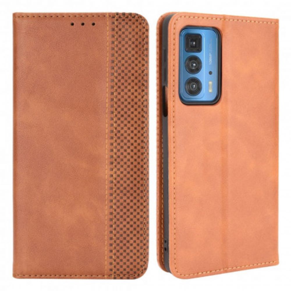 Bescherming Hoesje voor Motorola Edge 20 Pro Folio-hoesje Vintage Gestileerd Leereffect