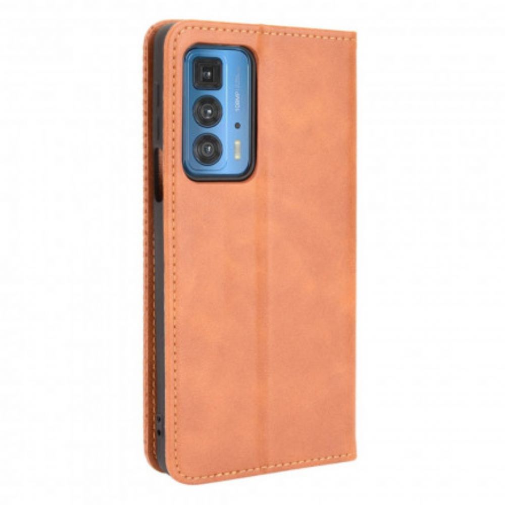 Bescherming Hoesje voor Motorola Edge 20 Pro Folio-hoesje Vintage Gestileerd Leereffect