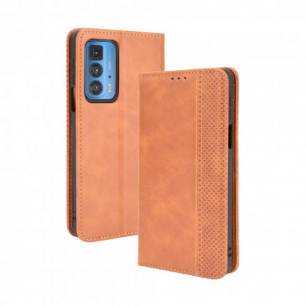 Bescherming Hoesje voor Motorola Edge 20 Pro Folio-hoesje Vintage Gestileerd Leereffect