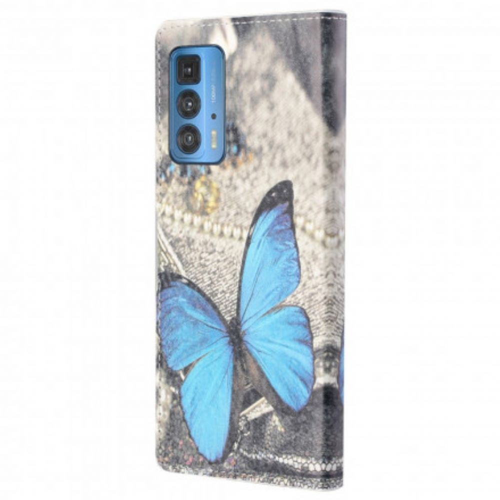 Folio-hoesje voor Motorola Edge 20 Pro Blauwe Vlinder