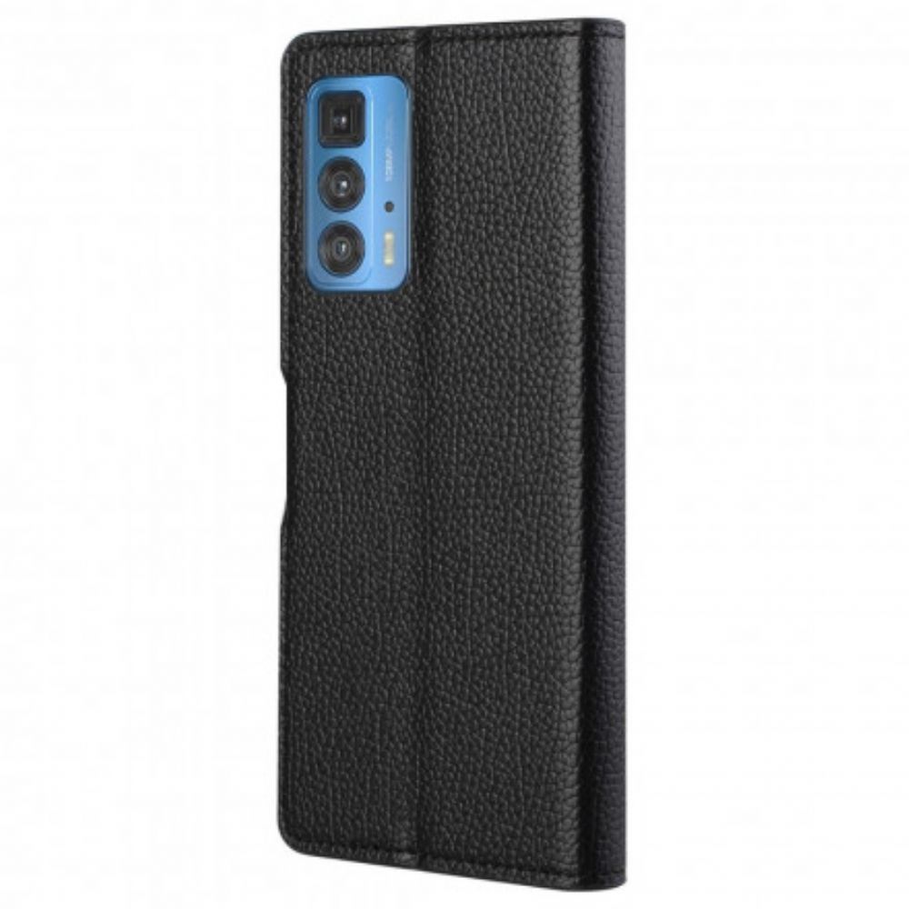 Folio-hoesje voor Motorola Edge 20 Pro Litchi-leereffect