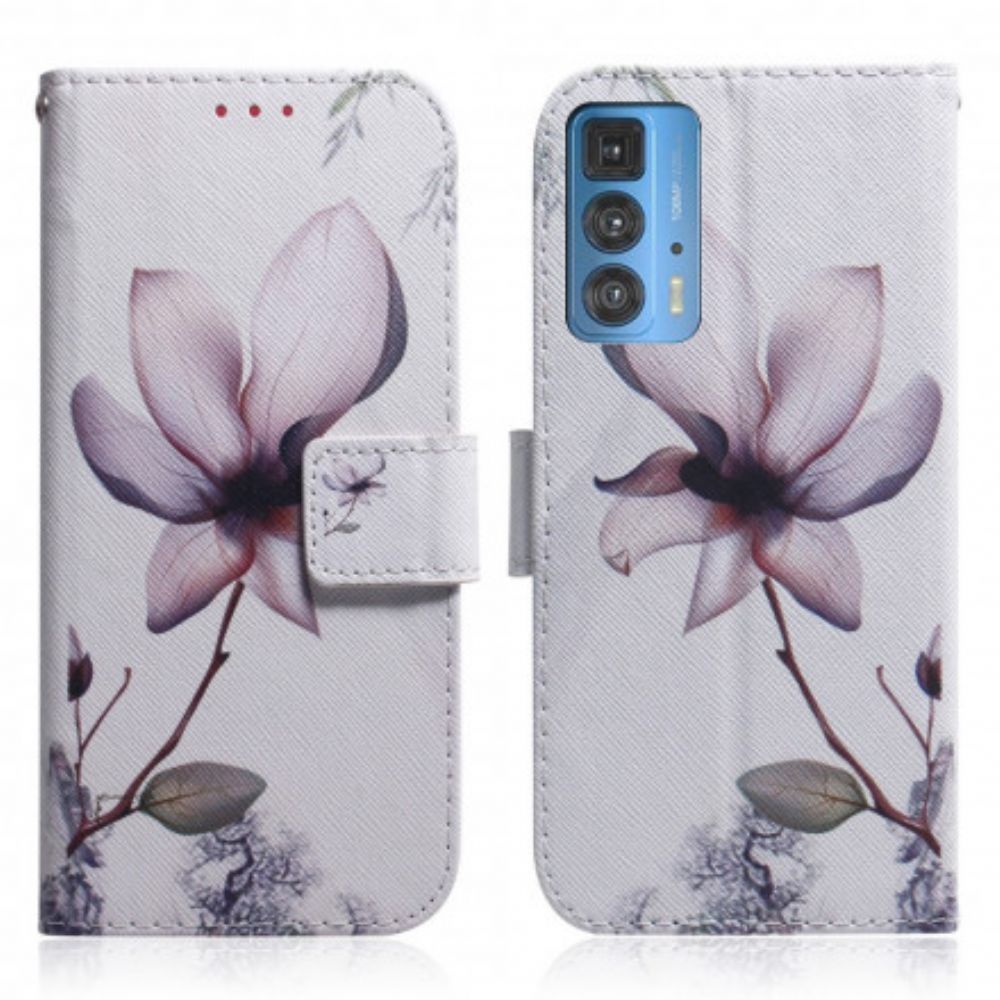 Folio-hoesje voor Motorola Edge 20 Pro Oudroze Bloem