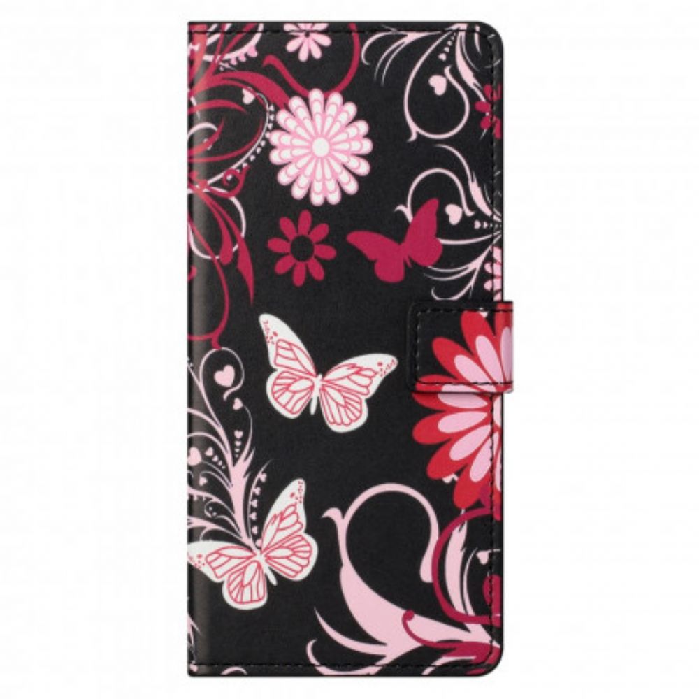 Folio-hoesje voor Motorola Edge 20 Pro Vlinders En Bloemen