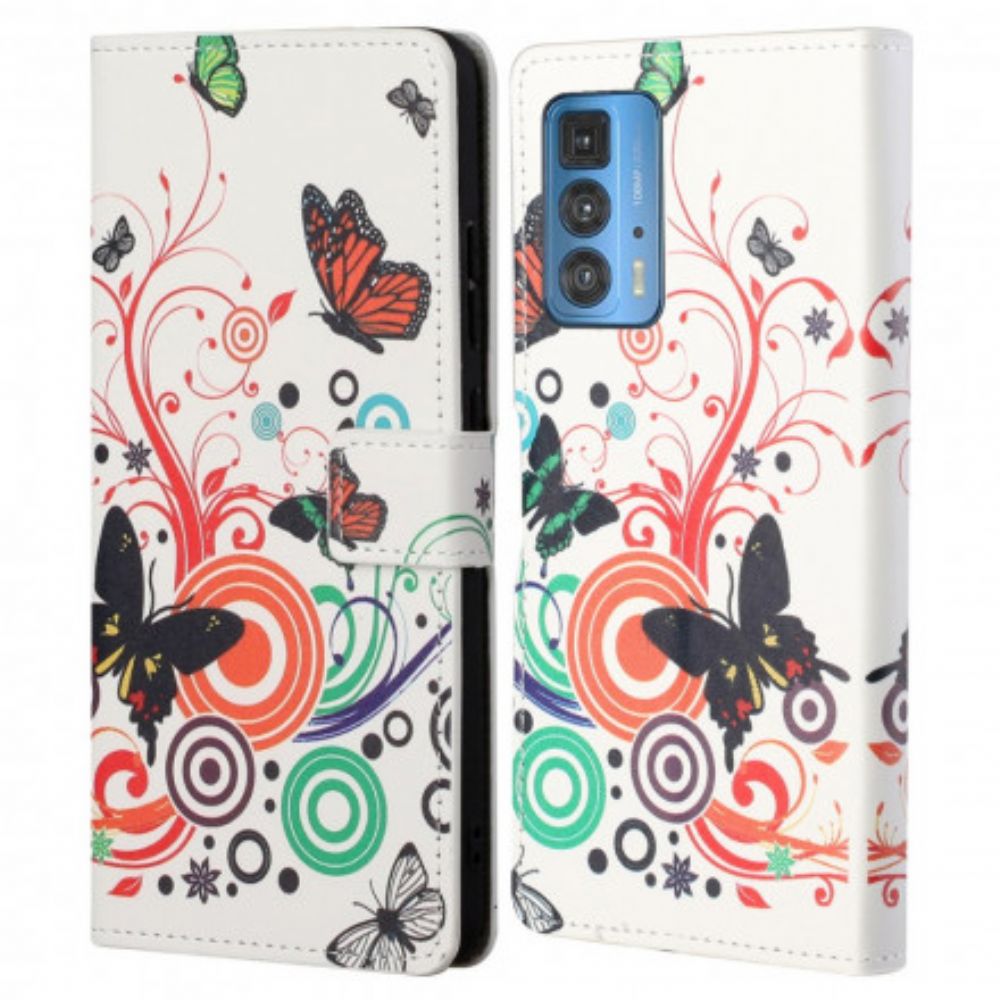 Folio-hoesje voor Motorola Edge 20 Pro Vlinders En Bloemen