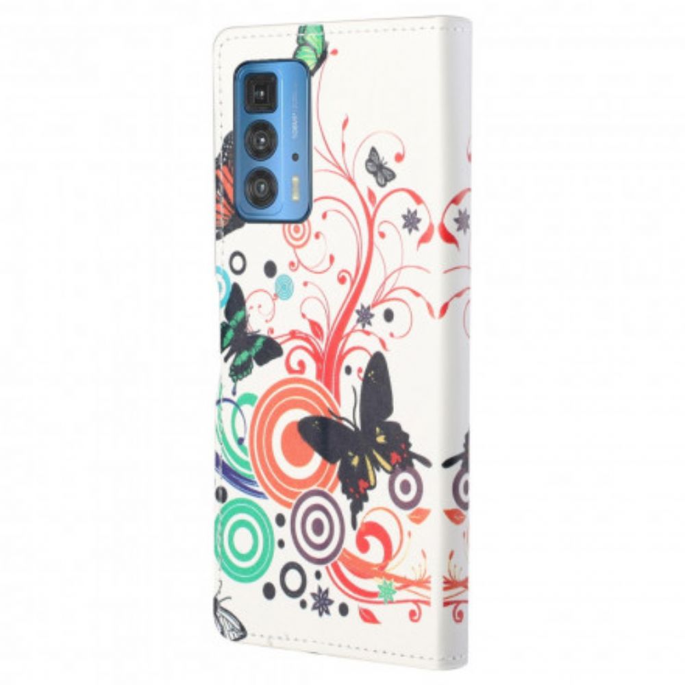 Folio-hoesje voor Motorola Edge 20 Pro Vlinders En Bloemen