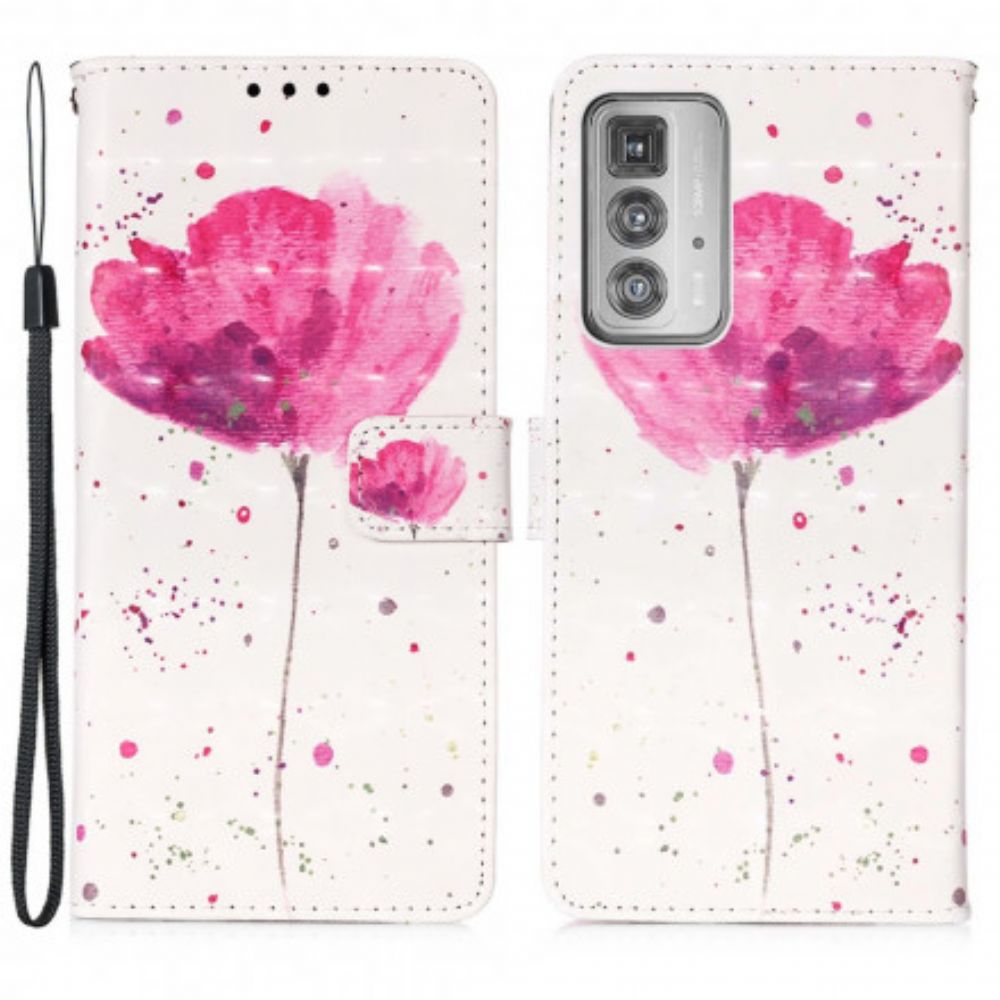 Hoesje Leren Hoesje voor Motorola Edge 20 Pro Aquarel Halster