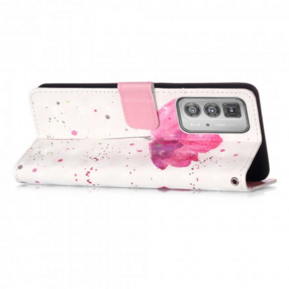 Hoesje Leren Hoesje voor Motorola Edge 20 Pro Aquarel Halster