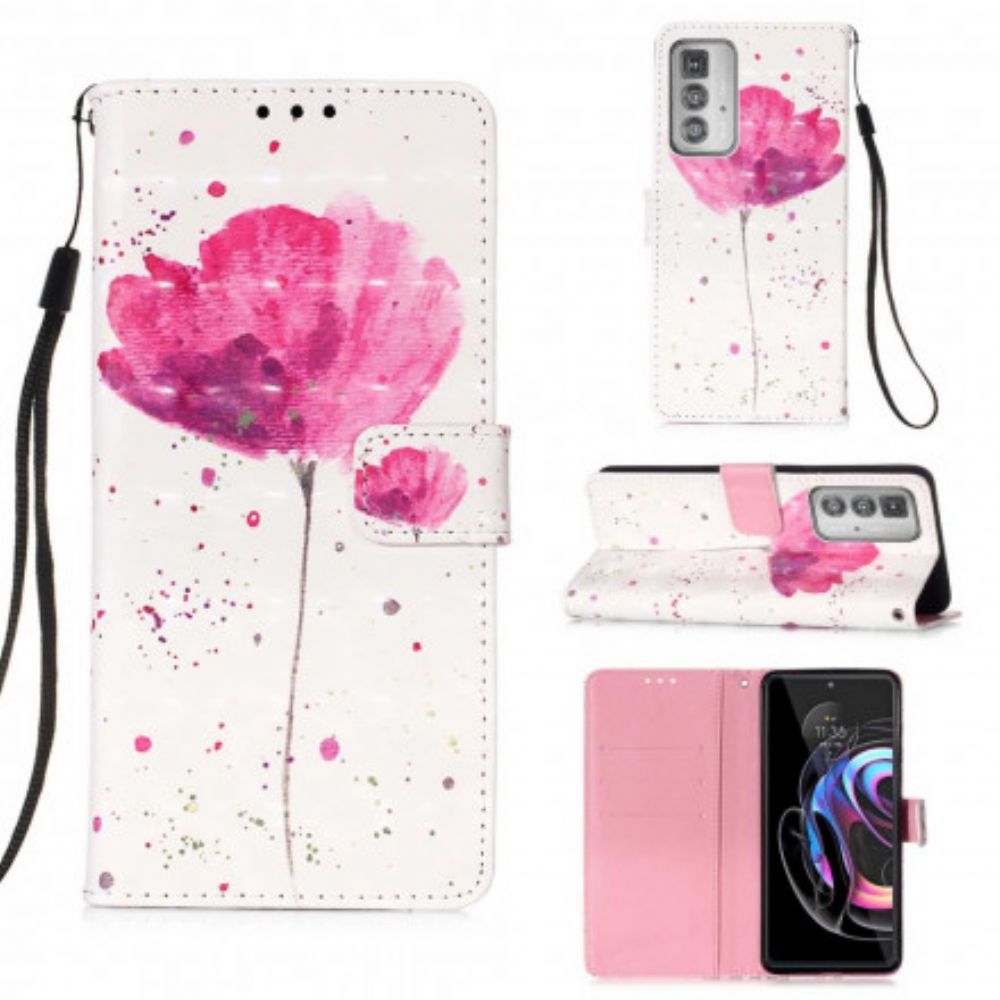 Hoesje Leren Hoesje voor Motorola Edge 20 Pro Aquarel Halster