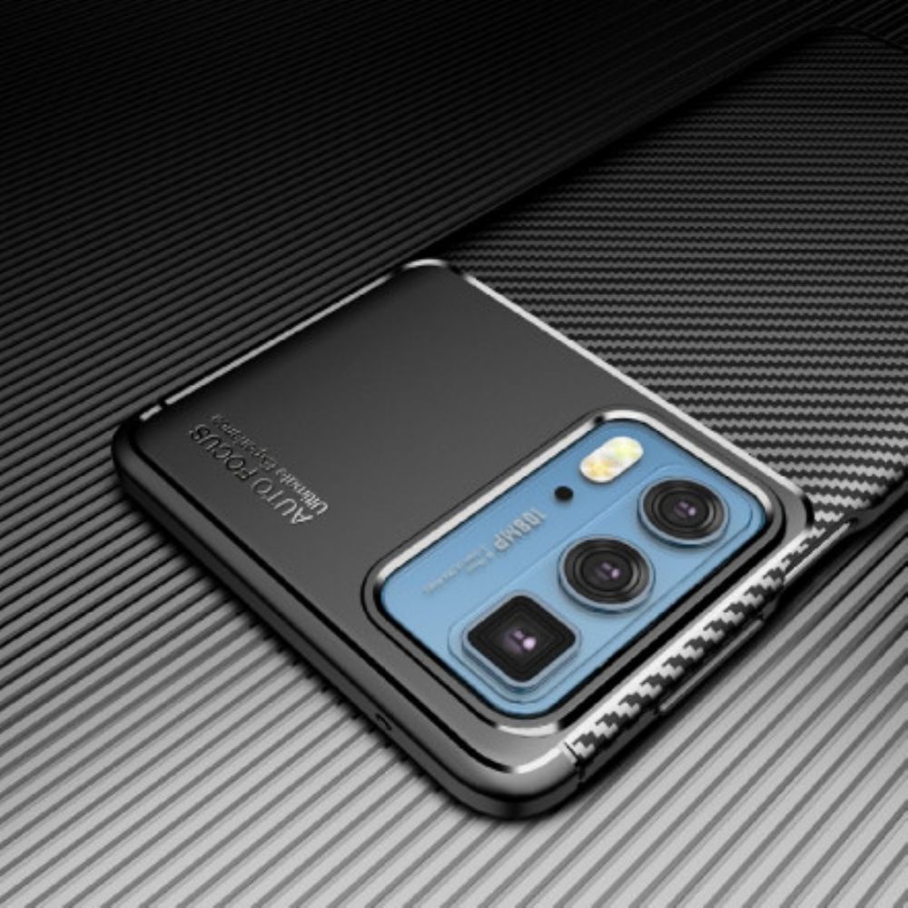 Hoesje voor Motorola Edge 20 Pro Koolstofvezeltextuur Flexibel