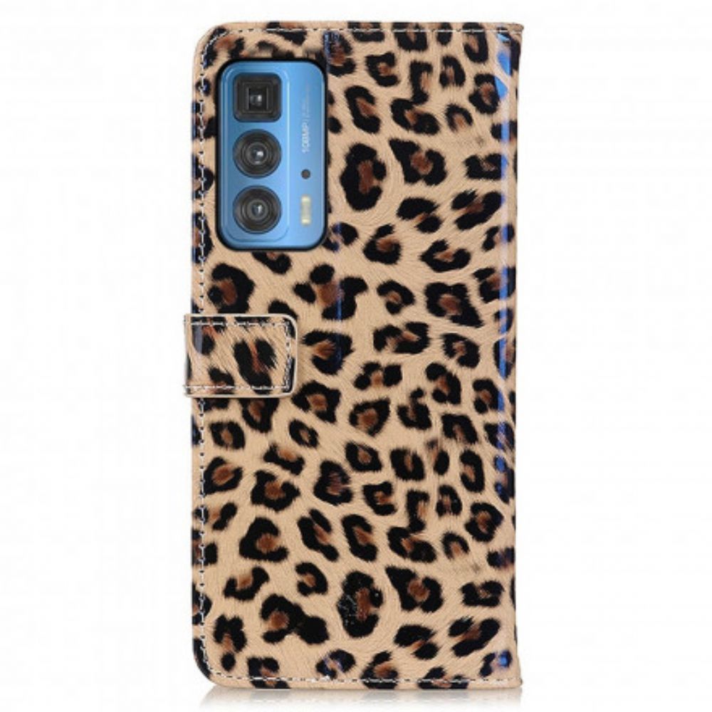 Leren Hoesje voor Motorola Edge 20 Pro Luipaard