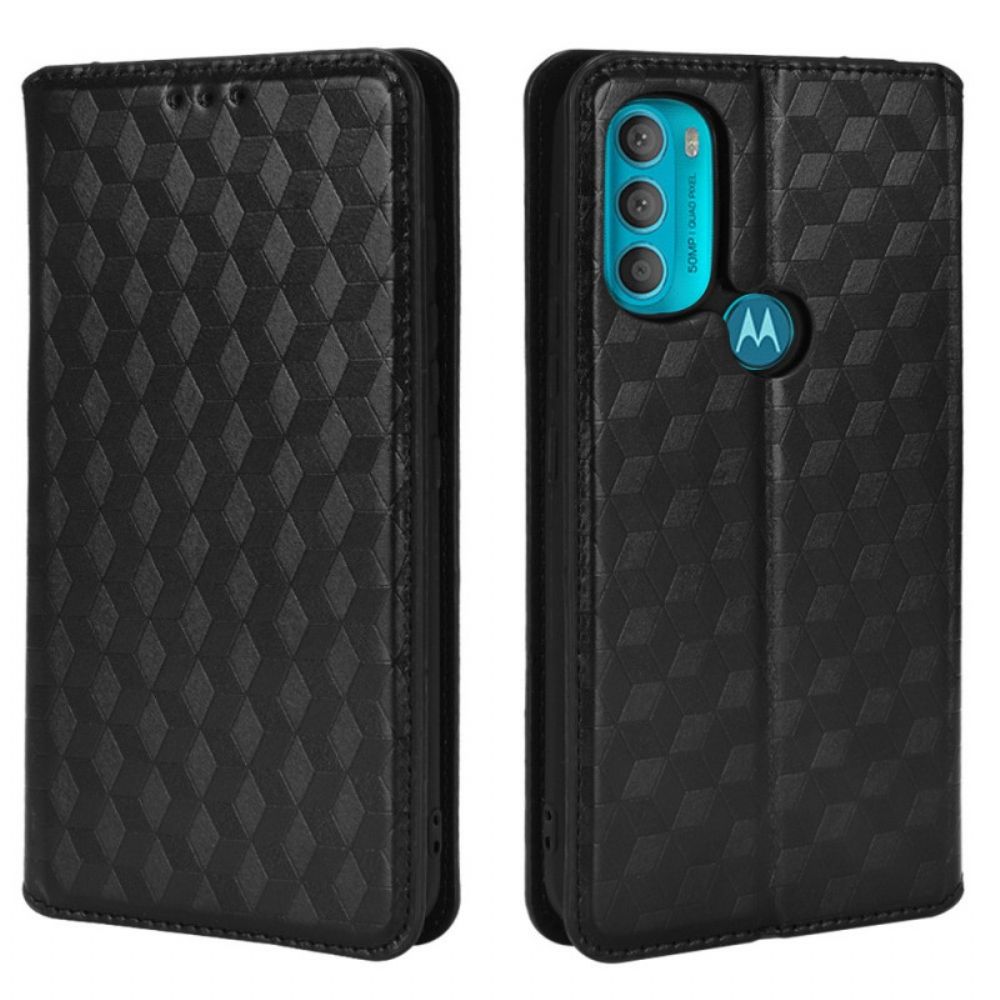 Bescherming Hoesje voor Moto G71 5G Folio-hoesje Diamant Leder Effect