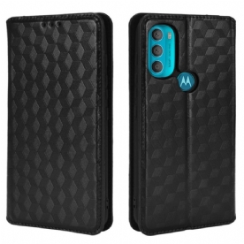 Bescherming Hoesje voor Moto G71 5G Folio-hoesje Diamant Leder Effect