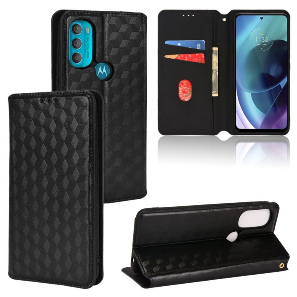 Bescherming Hoesje voor Moto G71 5G Folio-hoesje Diamant Leder Effect