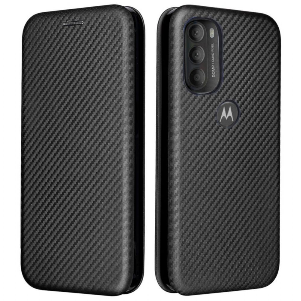 Bescherming Hoesje voor Moto G71 5G Folio-hoesje Gekleurde Carbon Silicone