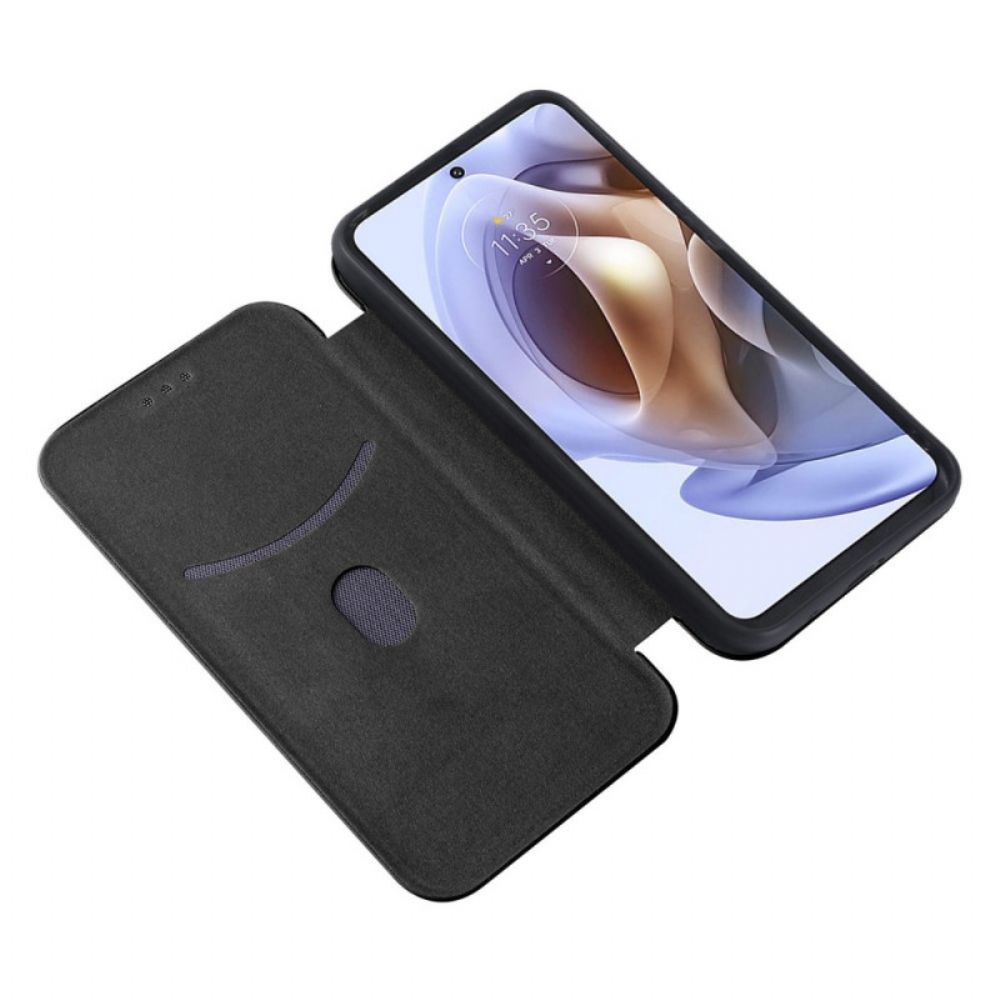 Bescherming Hoesje voor Moto G71 5G Folio-hoesje Gekleurde Carbon Silicone